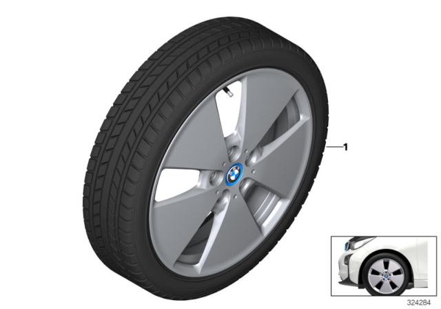 2014 BMW i3 Rdci Wheel/Tyre Set Winter Light Alloy Diagram for 36112349580