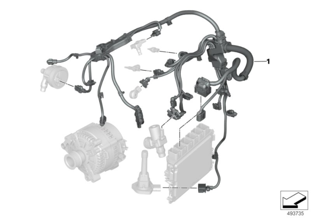 2019 BMW 330i Engine Wiring Harness Motor Module 1 Diagram