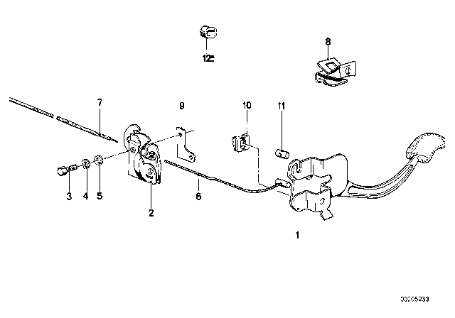 1981 BMW 633CSi Engine Hood Mechanism Diagram