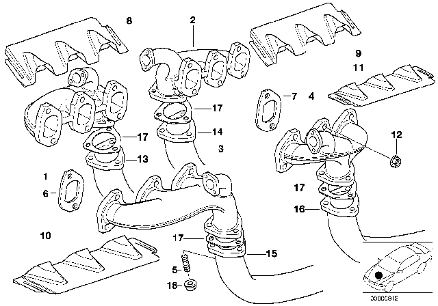 1997 BMW 850Ci Exhaust Pipe Diagram for 11621439918