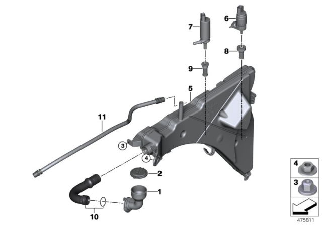 2015 BMW X5 Reservoir, Windscreen / Headlight Washer System Diagram