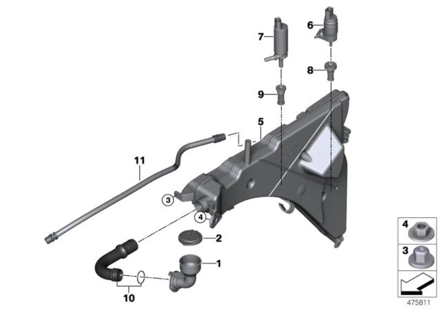 2017 BMW X5 Reservoir, Windscreen / Headlight Washer System Diagram