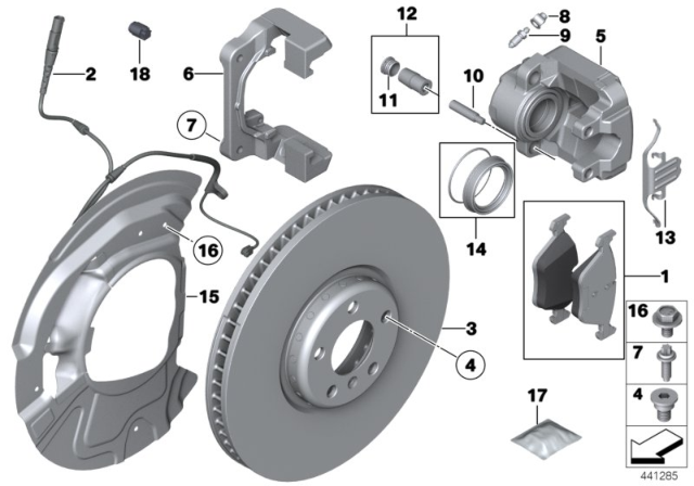 2017 BMW X5 Calliper Carrier Left Diagram for 34116778399