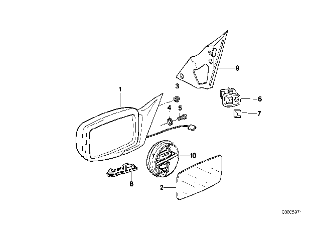 1992 BMW 750iL Outside Mirror Diagram