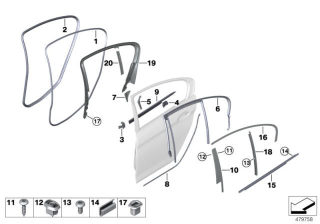 2018 BMW 530e xDrive Trims And Seals, Door Diagram 2