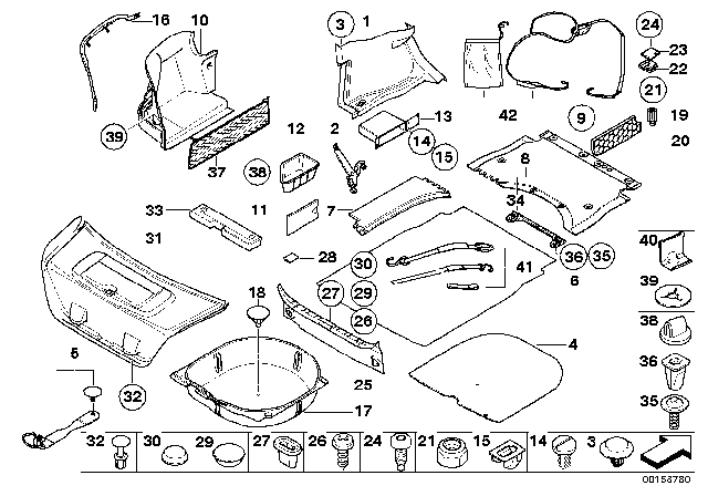 2004 BMW 530i Trunk Trim Panel Diagram