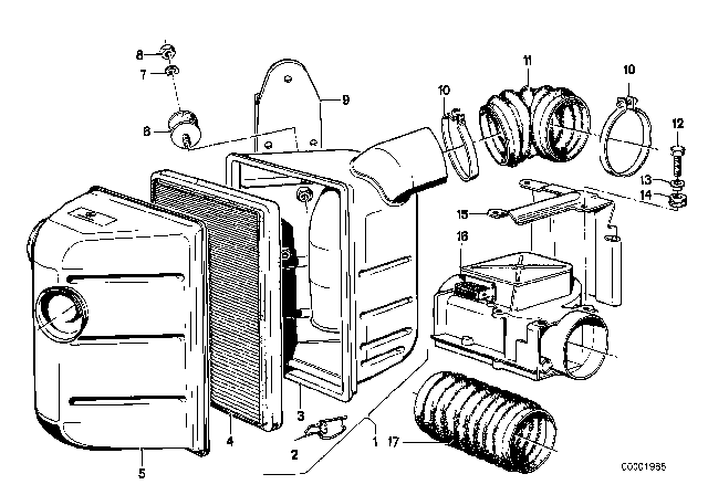 1978 BMW 530i Air Filter Element Diagram for 13721256548