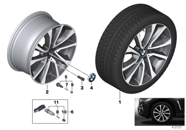 2016 BMW X6 BMW LA Wheel, V-Spoke Diagram 1