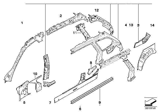 2010 BMW 328i xDrive Single Components For Body-Side Frame Diagram