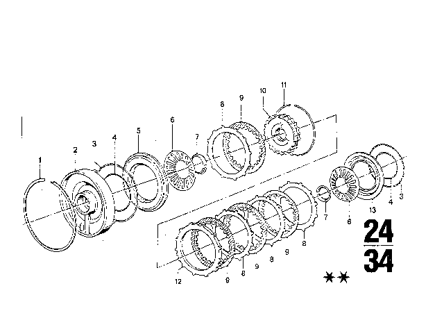 1976 BMW 3.0Si Brake Clutch (ZF 3HP22) Diagram 1