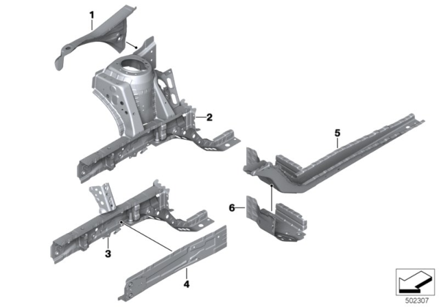 2020 BMW M235i xDrive Gran Coupe Wheelhouse / Engine Support Diagram