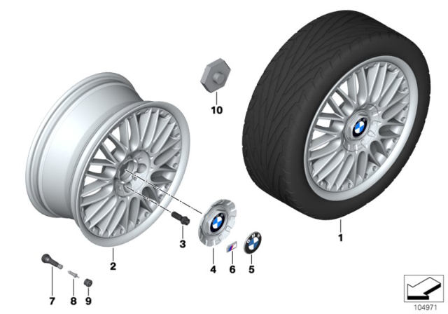 2006 BMW Z4 Two-Piece Light Alloy Rim Diagram for 36116759896