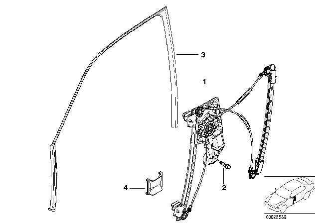 1997 BMW 750iL Door Window Lifting Mechanism Diagram 1