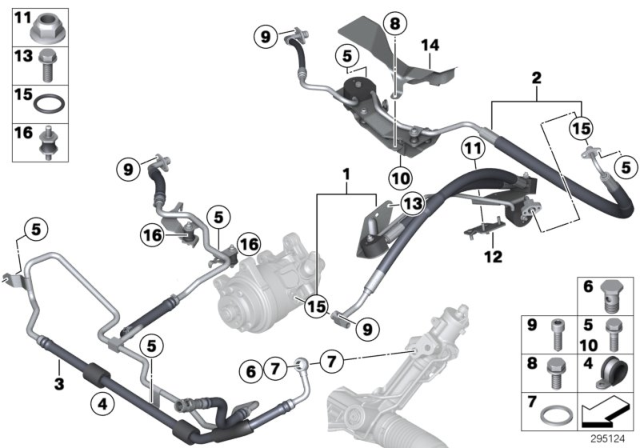 2012 BMW X5 Power Steering, Fluid Lines / Adaptive Drive Diagram