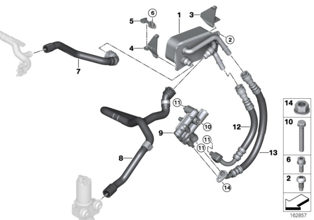 2008 BMW M3 Transmission Oil Cooler Line, Flow Diagram for 17222283582