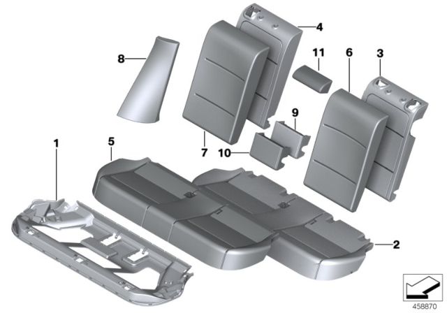 2016 BMW X4 UPHOLSTERY PARTS BACKREST CE Diagram for 52207337115