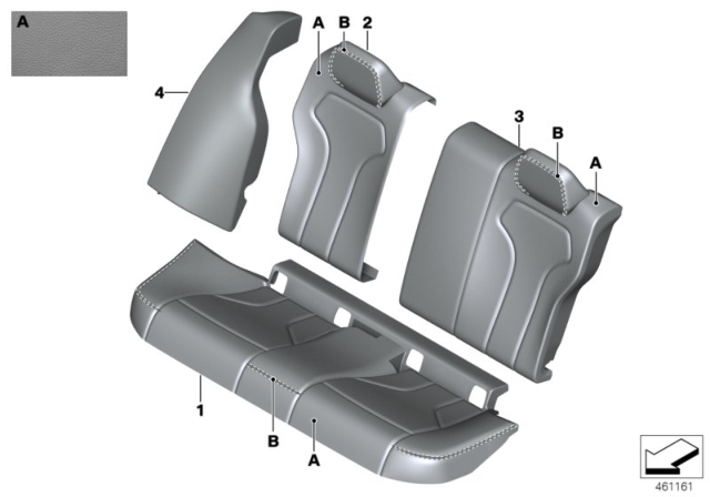 2018 BMW M3 LEATHER SEAT COVER, REAR Diagram for 52207989724