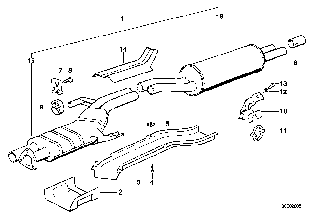 1983 BMW 633CSi Exhaust System Diagram for 18121176205