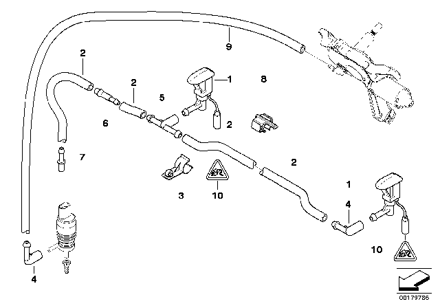 2009 BMW 135i Single Parts For Windshield Cleaning Diagram