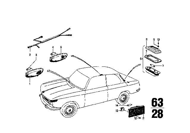 1970 BMW 2002 Various Lamps Diagram