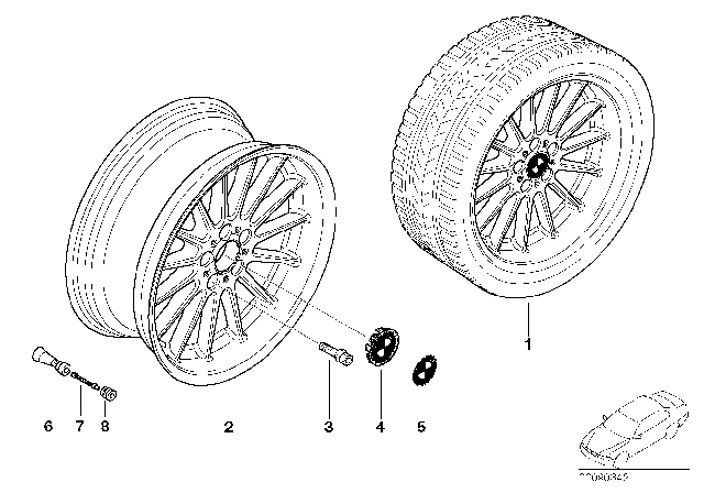 2004 BMW 760i Light Alloy Rim "Brilliantline" Diagram for 36116757376