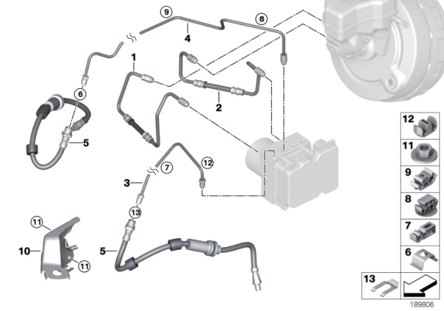 2013 BMW 328i xDrive Brake Pipe, Front Diagram