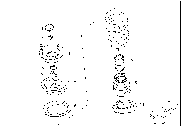 2007 BMW 650i Guide Support / Spring Pad / Attaching Parts Diagram