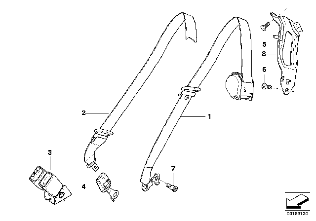 2010 BMW X5 Seat Belt, 3rd Seat Row Diagram