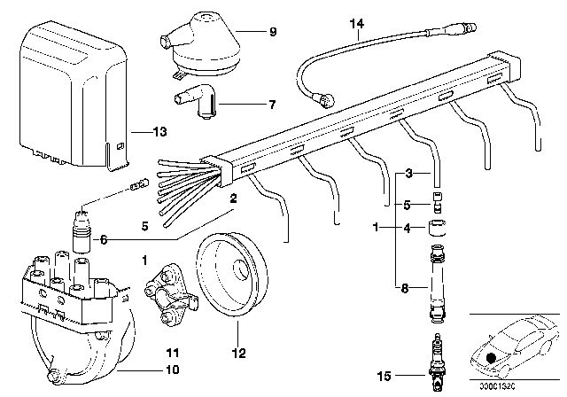 1988 BMW 635CSi Ignition Wiring / Spark Plug / Distributor Cable Diagram 2