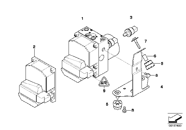 2001 BMW Z8 Hydro Unit DSC / Control Unit / Fastening Diagram