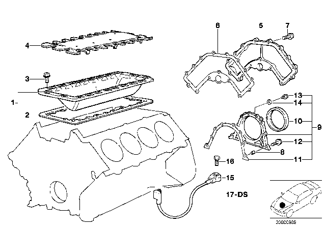 1995 BMW 540i Knock Sensor Diagram for 12141736303