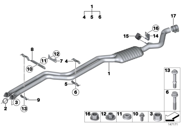 2011 BMW 128i Front Silencer Diagram