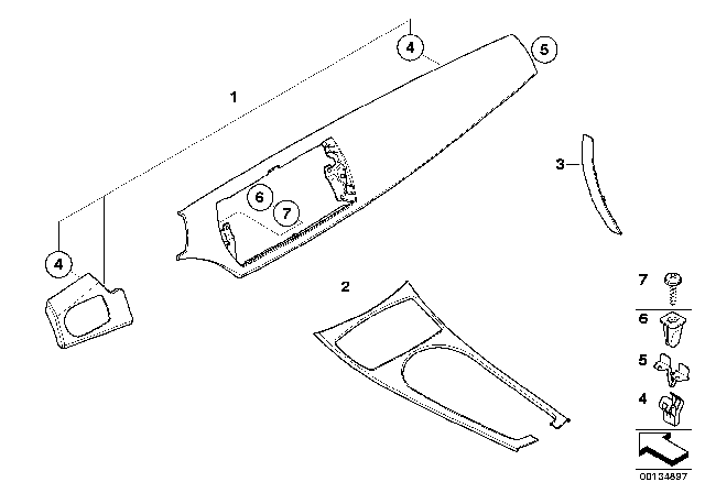 2007 BMW Z4 Interior Trim Strips Diagram