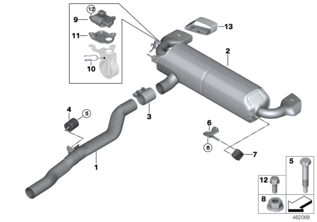 2018 BMW 640i xDrive Gran Turismo Exhaust System Diagram