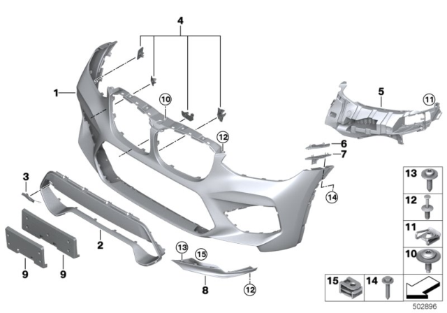 2020 BMW X3 M TRIM PANEL, BUMPER, FRONT Diagram for 51119501574