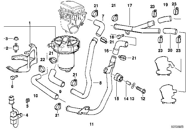 1997 BMW 850Ci Suction Pipe Diagram for 11721728879