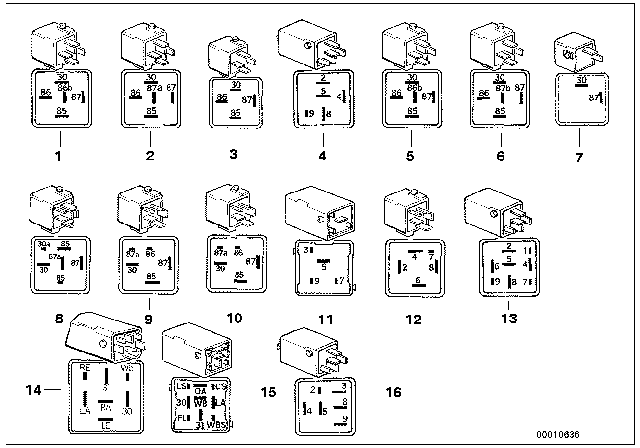 1999 BMW Z3 M Relay, Two-Pole Make Contact, Black Diagram for 61368353447