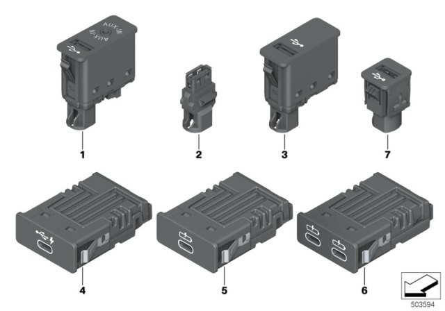 2018 BMW X1 Usb/Aux-In Socket Diagram for 84109229246