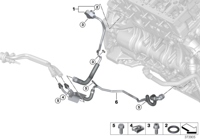 2014 BMW 328d xDrive Cooling System - Coolant Hoses, Engine Diagram