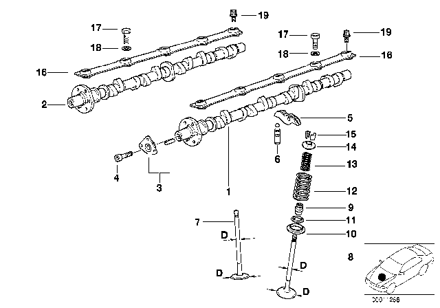 1996 BMW 750iL Valve Timing Gear, Camshaft Diagram