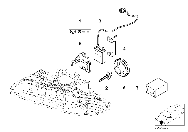 1997 BMW 540i Headlight, Electronic Parts, Xenon Light Diagram