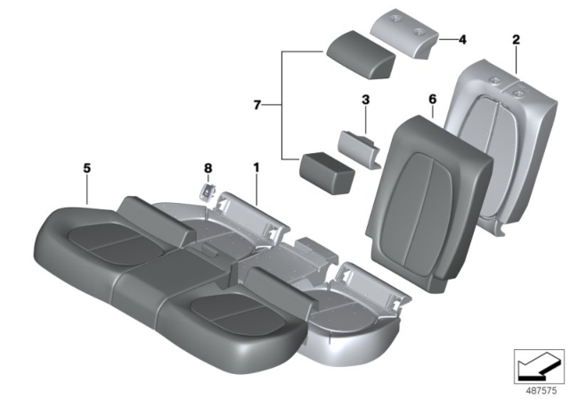 2019 BMW X2 COVER BACKREST LEATHER RIGHT Diagram for 52207454366