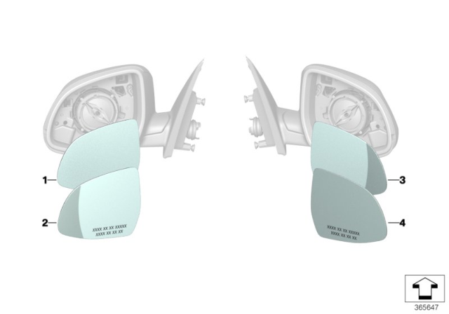 2015 BMW X6 Mirror Glass Diagram 1