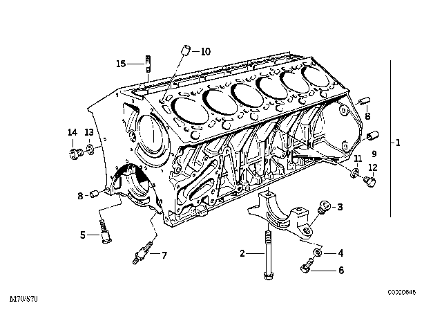 1991 BMW 750iL Engine Block & Mounting Parts Diagram 1