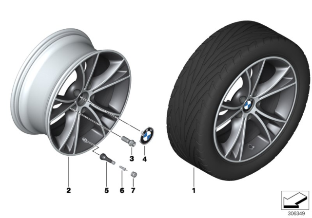 2009 BMW Z4 Disc Wheel, Light Alloy, Bright-Turned Diagram for 36116855529