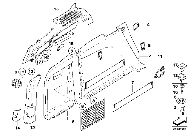 2010 BMW X5 Right Rear Lugg.Compartment Railing Diagram for 51479119104