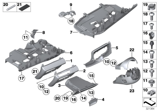 2013 BMW Alpina B7 Mounting Parts, Instrument Panel Diagram 2