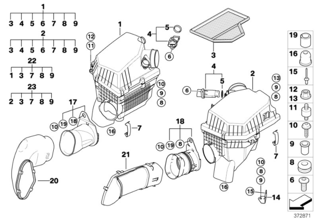 2010 BMW M6 Intake Silencer / Filter Cartridge Diagram