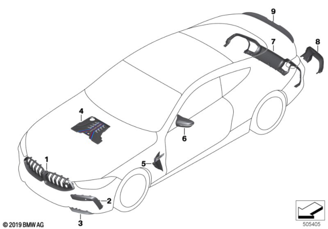 2020 BMW M8 Retrofitting Carbon Package Diagram