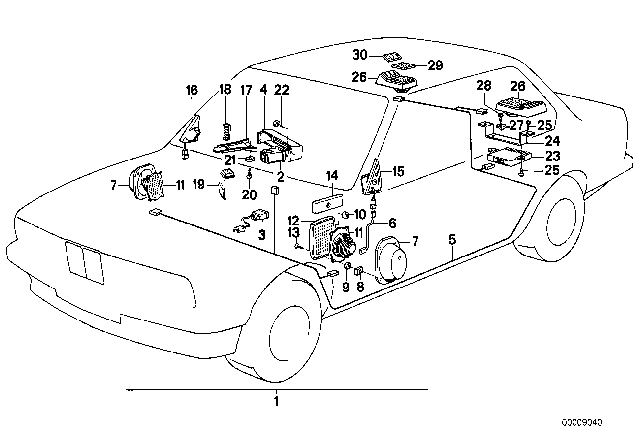 1986 BMW 535i Single Components Sound System Diagram